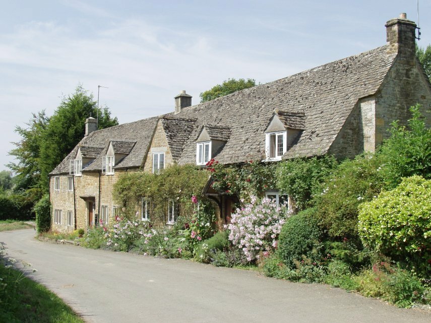 Scene showing Cotswolds Cottages, Adlestrop, Gloucestershire, England