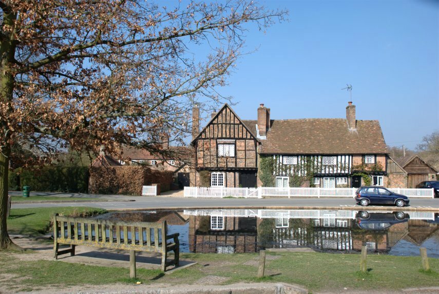 An Old House and Village Pond, Aldbury, Hertfordshire, England, Great Britain