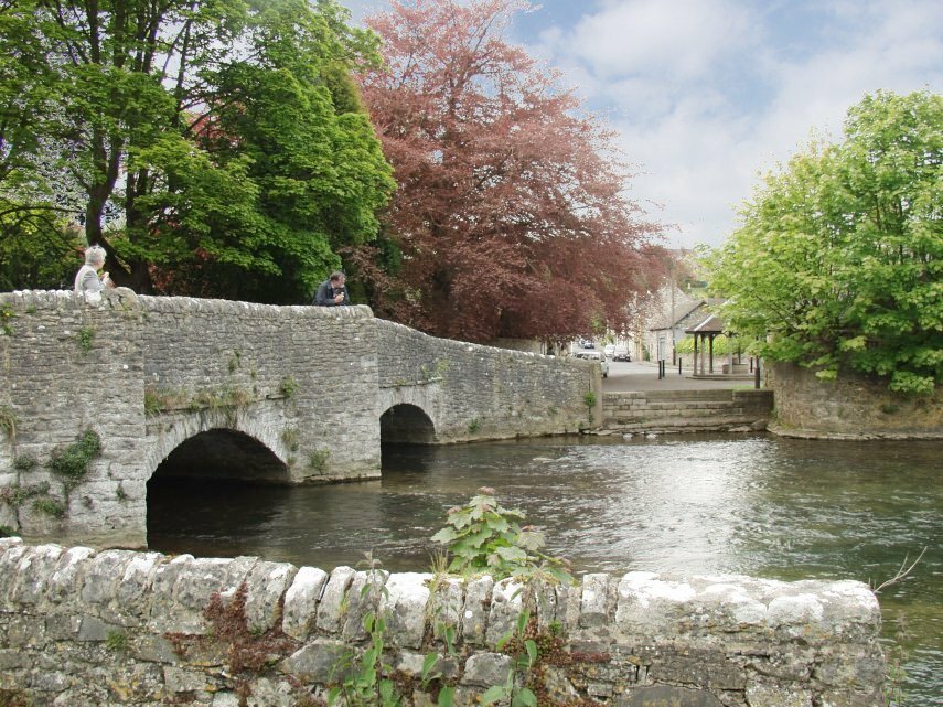 Scene showing the River Wye, Ashford-in-the-Water, Derbyshire, England