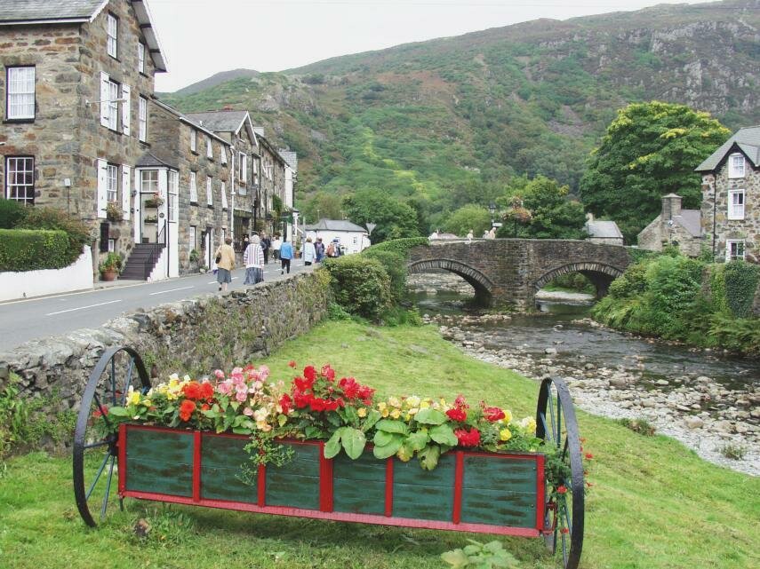 View of the River Colwyn, Beddgelert, Snowdonia, Gwynedd, Wales, 