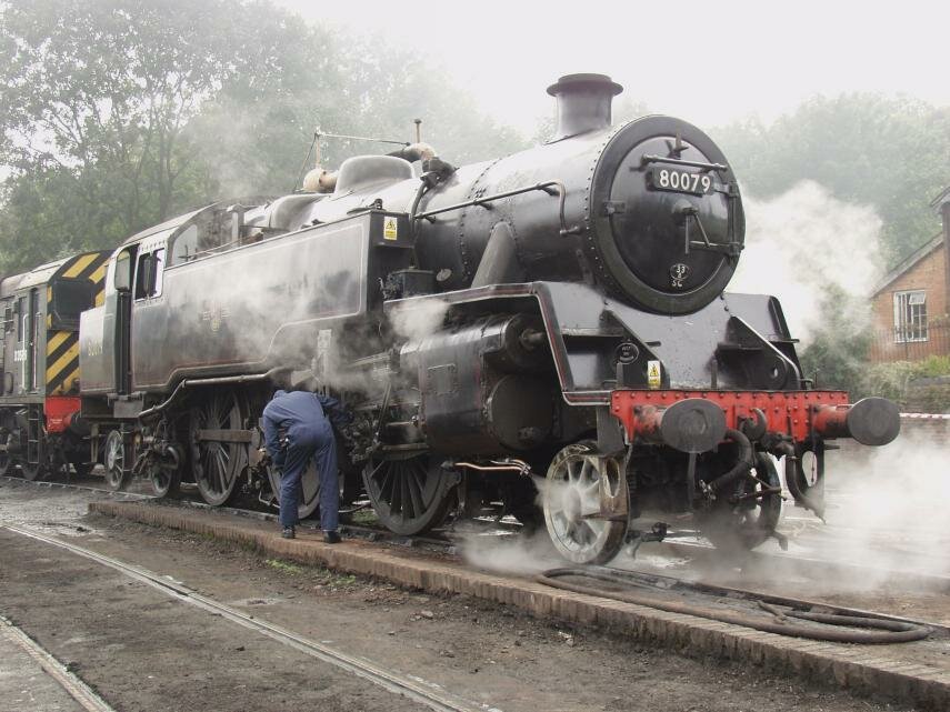 Steam locomotive at Bridgnorth Station on the Severn Valley Railway, Bridgnorth, Shropshire, England