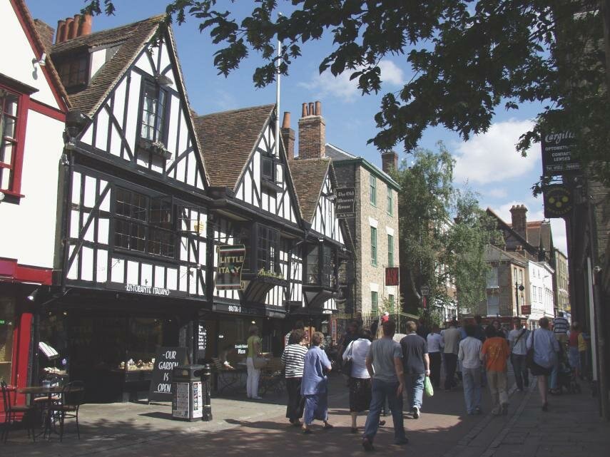 Photograph of medieval weavers houses, Canterbury, Kent, England 