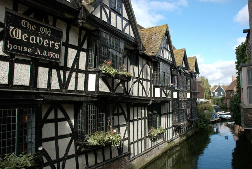 Photograph of medieval weavers houses, Canterbury, Kent, England