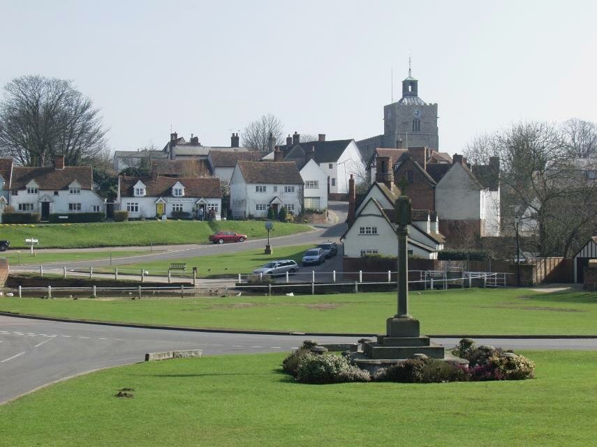 The Village Green and War Memorial, Finchingfield, Essex, England, Great Britain