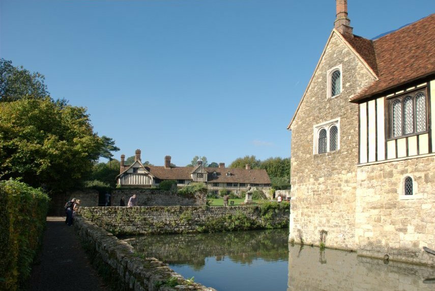 Ightham Mote with the coach house and stables, Ightham, Kent, England