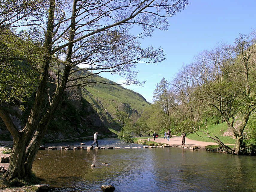 The Stepping Stones, Dovedale, Derbyshire, England, Great Britain