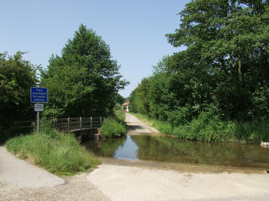 View of a ford, or water splash, on a country road