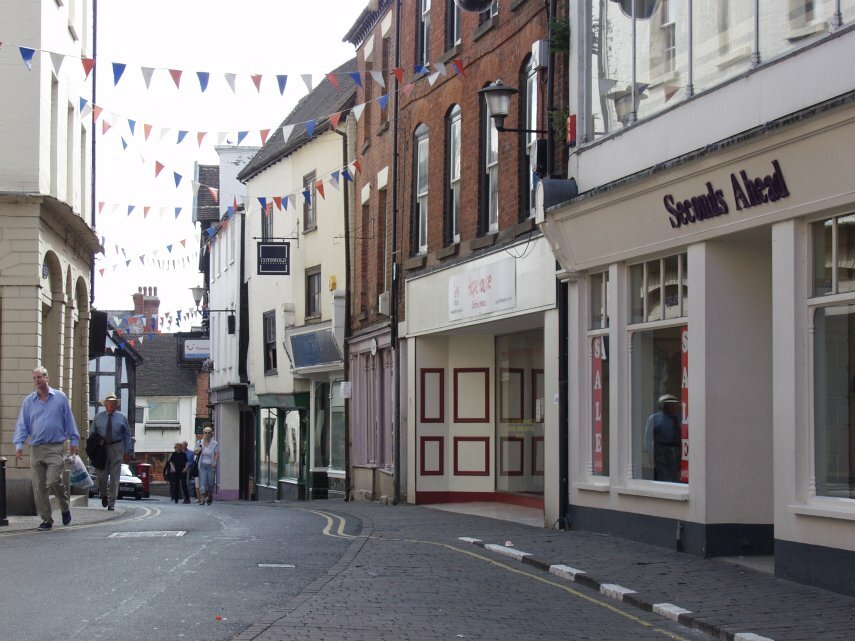 A narrow town road - Ludlow High Street