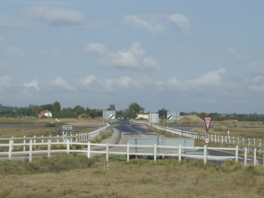 The road (The Strood) to Mersea Island, Essex, England, Great Britain