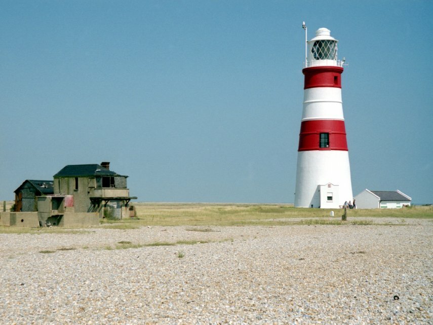 View of the lighthouse on Orford Ness, Suffolk, England