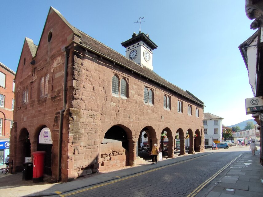 Scene showing the Market Hall, Ross-on-Wye, Herefordshire, England