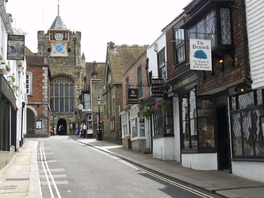 View of St. Mary's Church from Lion Street, Rye, Sussex, England, Great Britain