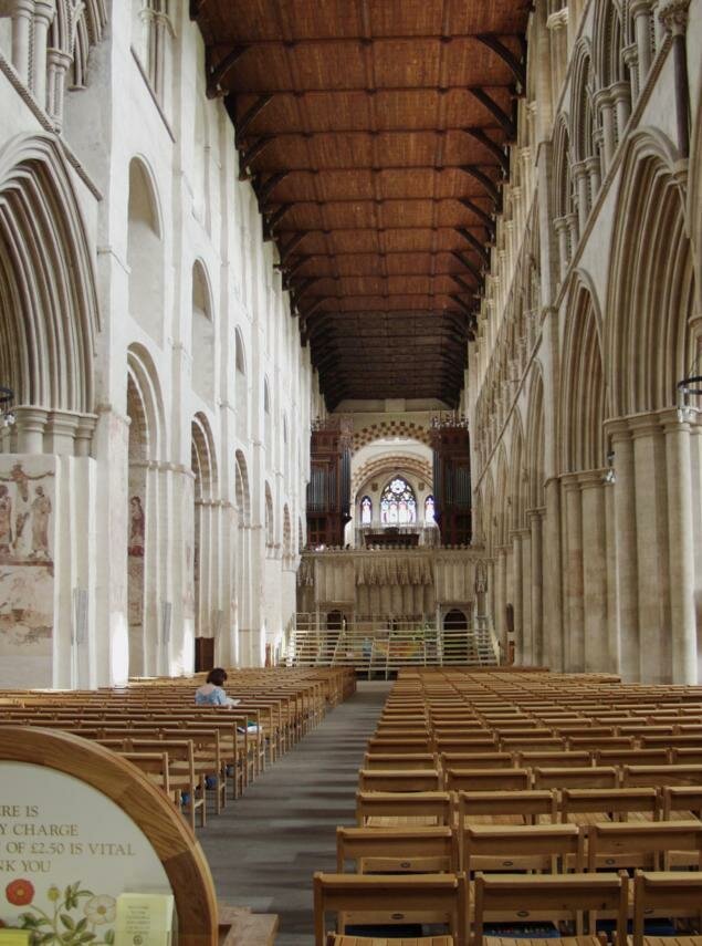 The Nave, St. Albans Cathedral, St. Albans, Hertfordshire, England, Great Britain