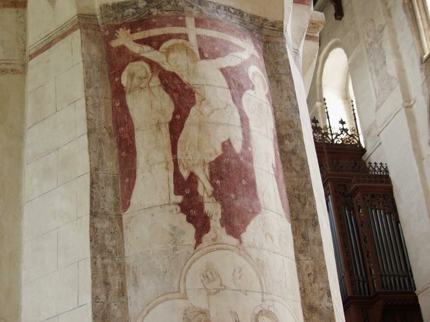 13th Century Wall Paintings, St. Albans Cathedral, St. Albans, Hertfordshire, England, Great Britain
