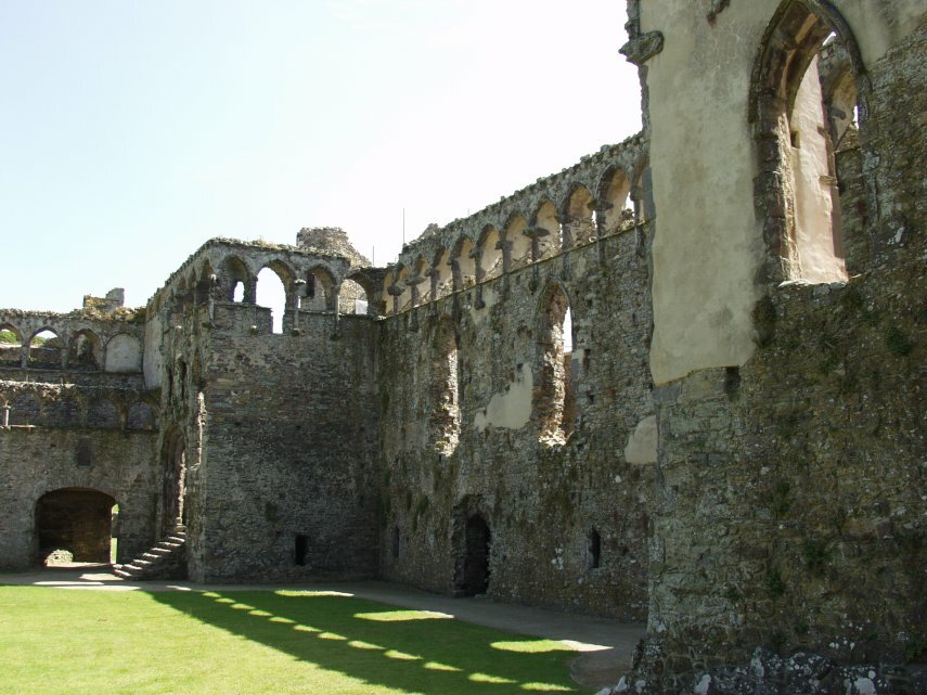 View across the Great Hall, The Bishop's Palace, St. David's, Pembrokeshire, Wales, Great Britain