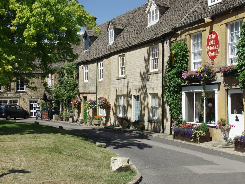 View of the Old Stocks Hotel, Stow-on-the-Wold, Gloucestershire, England