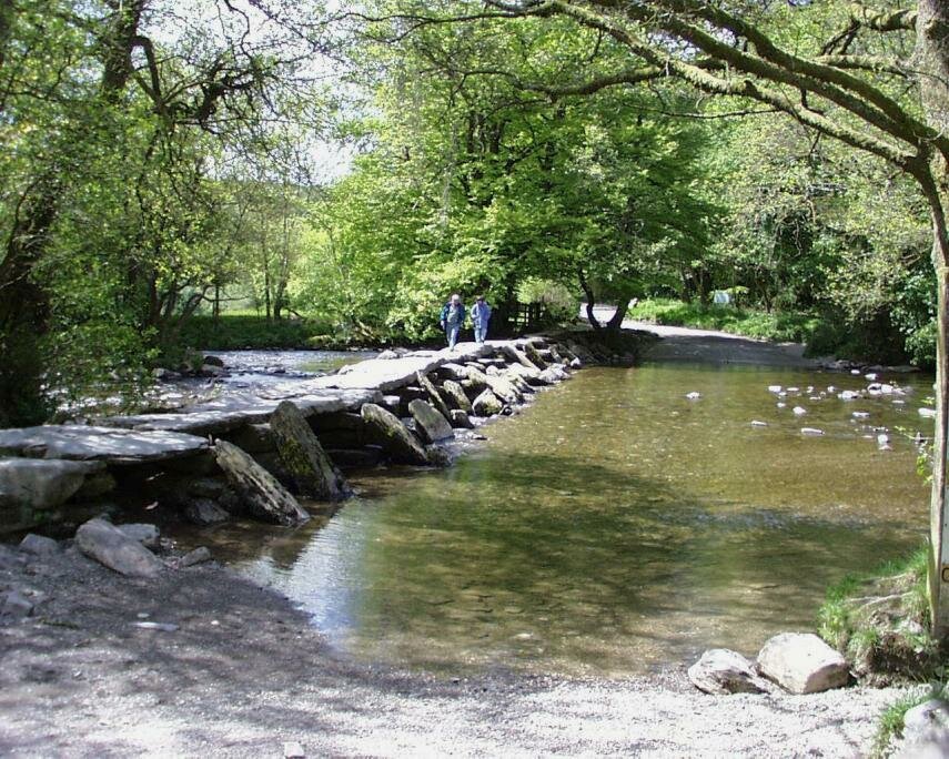 View of the River Barle and Tarr Steps, Exmoor, Somerset, England