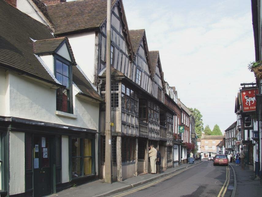 View of a 17th Century house - Raynald's Mansion, Much Wenlock, Shropshire, England