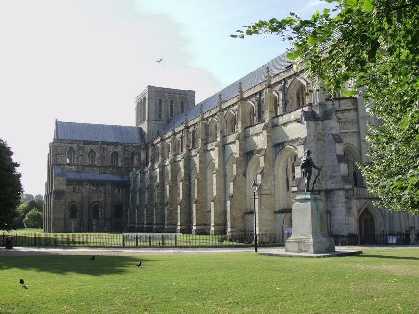 View of Winchester Cathedral, Winchester, Hampshire, England