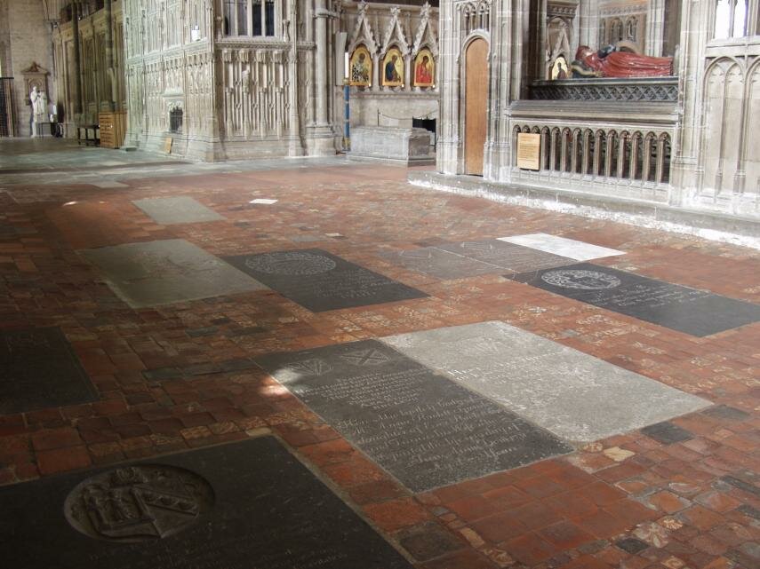 Medieval floor tiles, Winchester Cathedral, Winchester, Hampshire