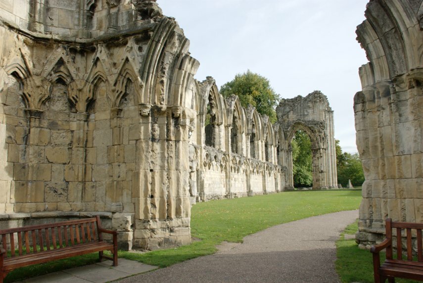 Scene showing St. Mary's Abbey, York, Yorkshire, England