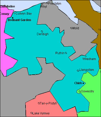 County of Denbighshire with scenes, views, pictures, photographs, landscapes, locations and places of interest.