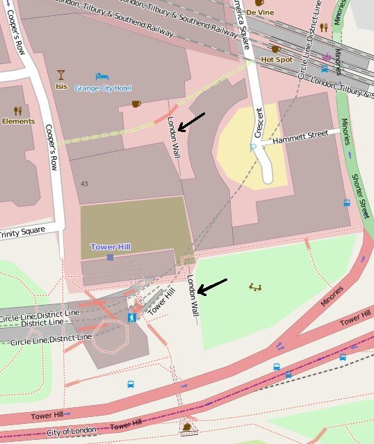Map showing Roman Wall