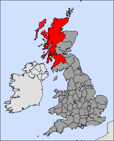 <Map of Great Britain showing countries UK Map