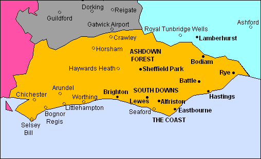 County of Sussex with scenes, views, pictures, photographs, landscapes, locations and places of interest.